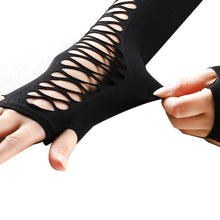Black Gothic Fingerless Lace up Gloves