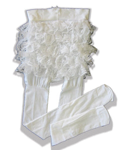 White Lacy Ruffle Butt Rhumba Tights for Adult Sissy Baby by Leanne's