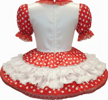 Ruby Custom Fit Red White Satin Polka Dots Adult Sissy Dress by Leanne's
