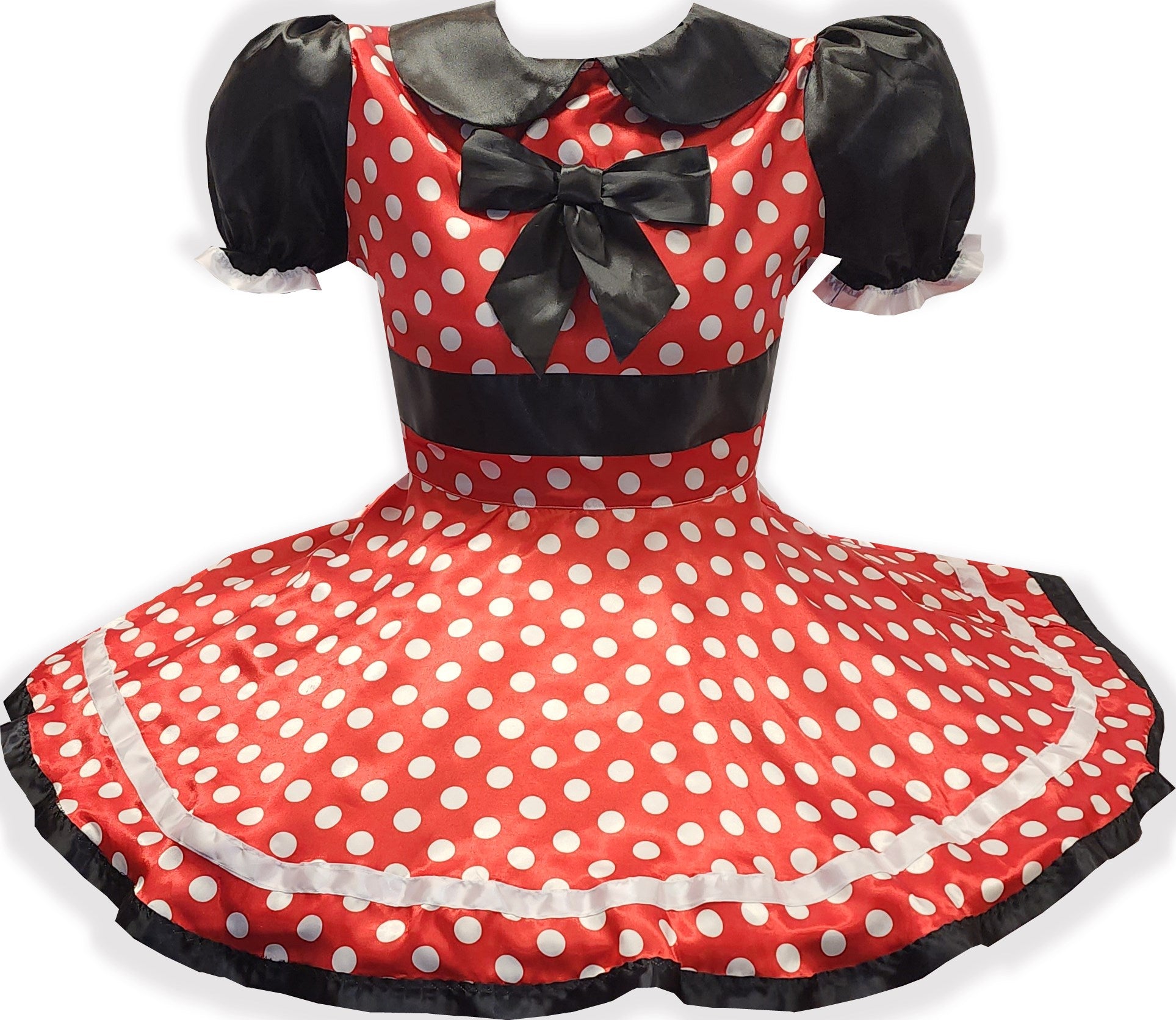 Minnie Mouse Custom Fit Satin Polka Dots Adult Sissy Dress by Leanne's Leanne's Pretty Dresses Minnie Mouse Custom Fit Satin Polka Dots Adult Sissy Dress by Leanne's Leanne's Pretty Dresses