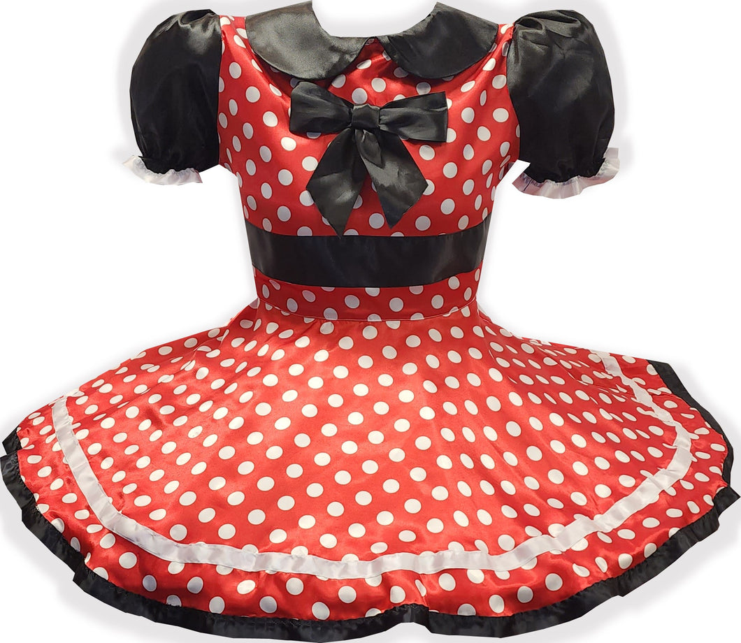 Minnie Mouse Custom Fit Satin Polka Dots Adult Sissy Dress by Leanne's