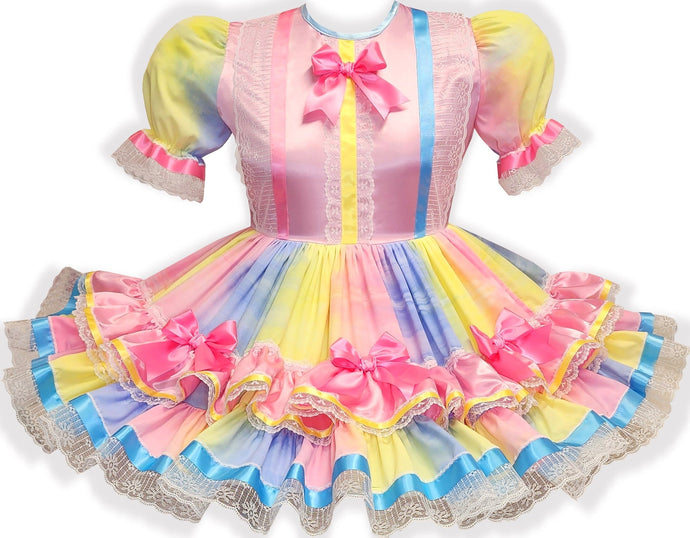 Ready to Wear Pink Yellow Blue Rainbow Adult Sissy Dress by Leanne's