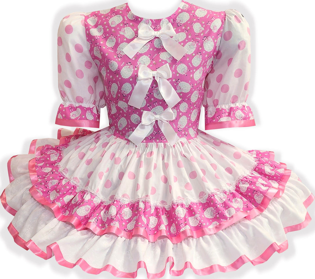 pink and white polka dot dress Bridget Custom Fit Pink Polka Dots Ruffles Bows Adult Sissy Dress by L – Leanne's Pretty Dresses