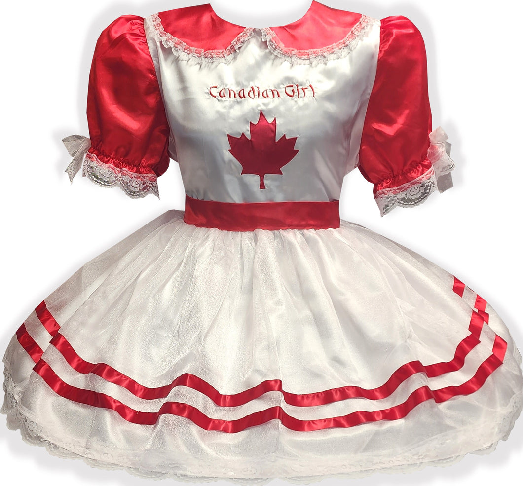 Ready to Wear Red White Canadian Girl Adult Sissy Dress by Leanne's