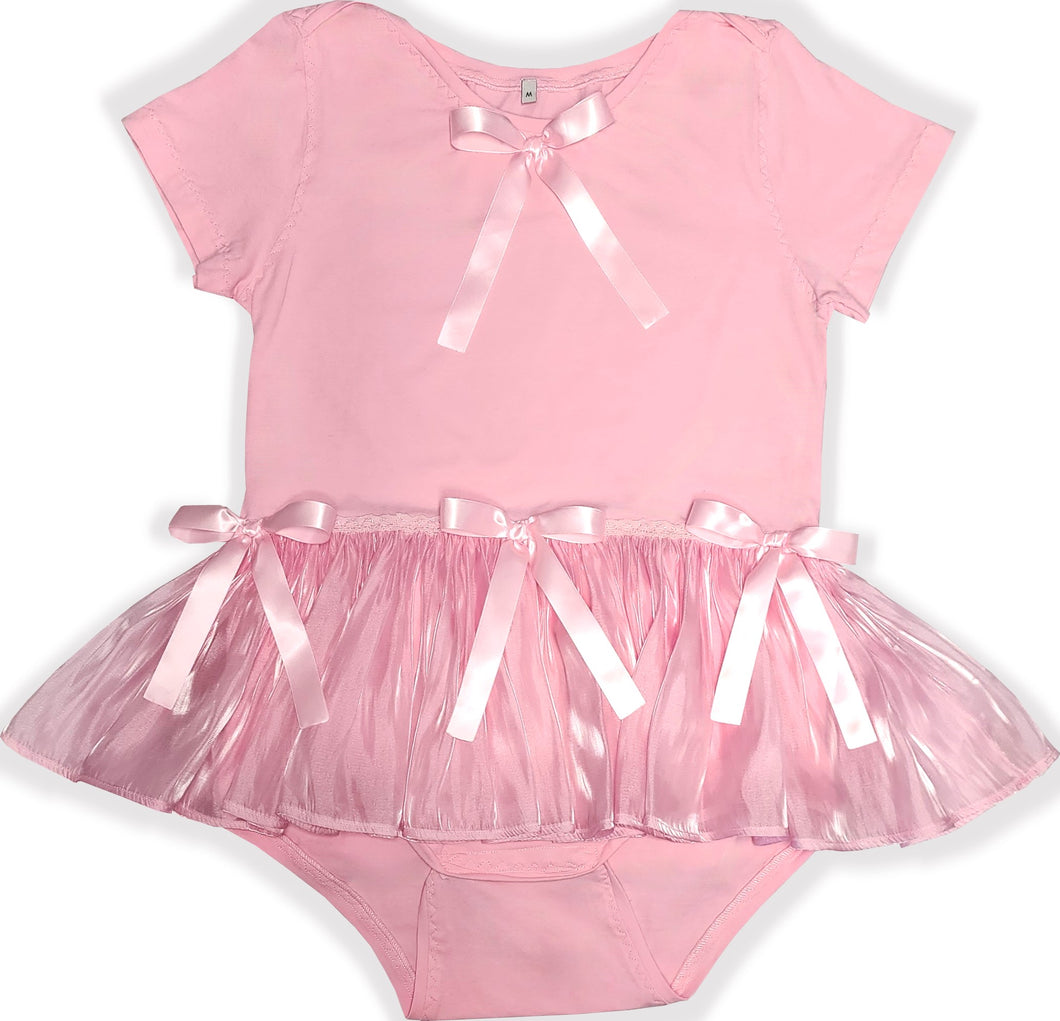 Custom Made to Fit You Cute Pink Knit Adult Sissy Baby ABDL Onesie Romper by Leanne's