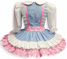Luella Custom Fit Gingham Pink Polka Dot Adult Sissy Dress by Leanne's