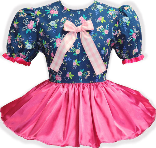 Ready to Wear XL Cute Pink Blue Floral Bow Adult Sissy Dress by Leanne's