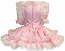Mila Custom Fit Pink Satin Silver Stars Adult Sissy Dress by Leanne's