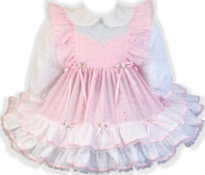 Farah Custom Fit Pink Eyelet Empire Waist Adult Baby Little Girl Sissy Dress by Leanne's