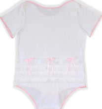 White Ruffle Butt Pink Bows Adult Baby Sissy ABDL Onesie Romper by Leanne's