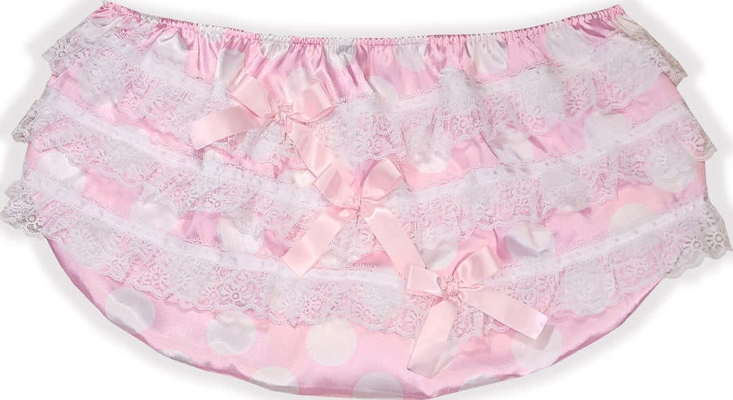 4XL Pink Satin Polka Dots Adult Sissy Baby Rhumba Panties Diaper Cover by Leanne's