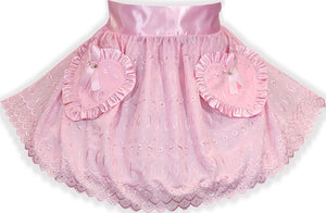 Pink Eyelet Heart Pocket Breast Cancer Awareness Adult Little Girl Sissy Apron by Leanne's