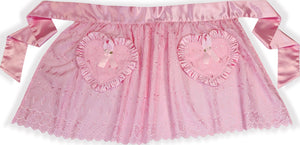 Pink Eyelet Heart Pocket Breast Cancer Awareness Adult Little Girl Sissy Apron by Leanne's