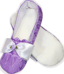 Handmade Purple Eyelet Adult Baby Sissy Slippers Booties by Leanne's