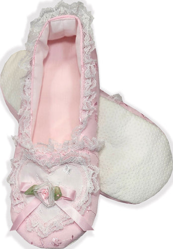 Made to Fit You Pink Heart Eyelet Adult Baby Sissy Booties Slippers by Leanne's