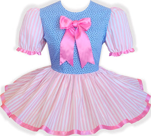 Ready to Wear Pink Stripes Ribbon Bow Adult Sissy Dress by Leanne's