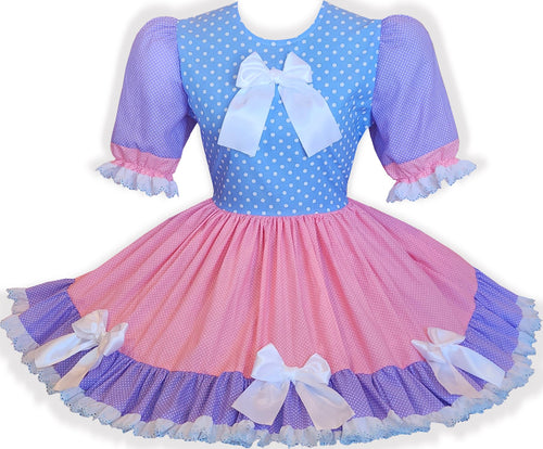Ready to Wear Pink Lavender Blue Polka Dots Adult Sissy Dress by Leanne's