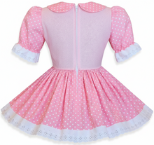 Tessa Custom Fit Pink Polka Dots Eyelet Lace Bow Adult Sissy Dress by Leanne's