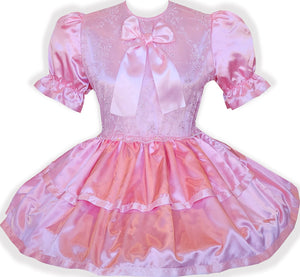 Ready to Wear Pink Satin Rhinestone Organza Adult Sissy Dress by Leanne's