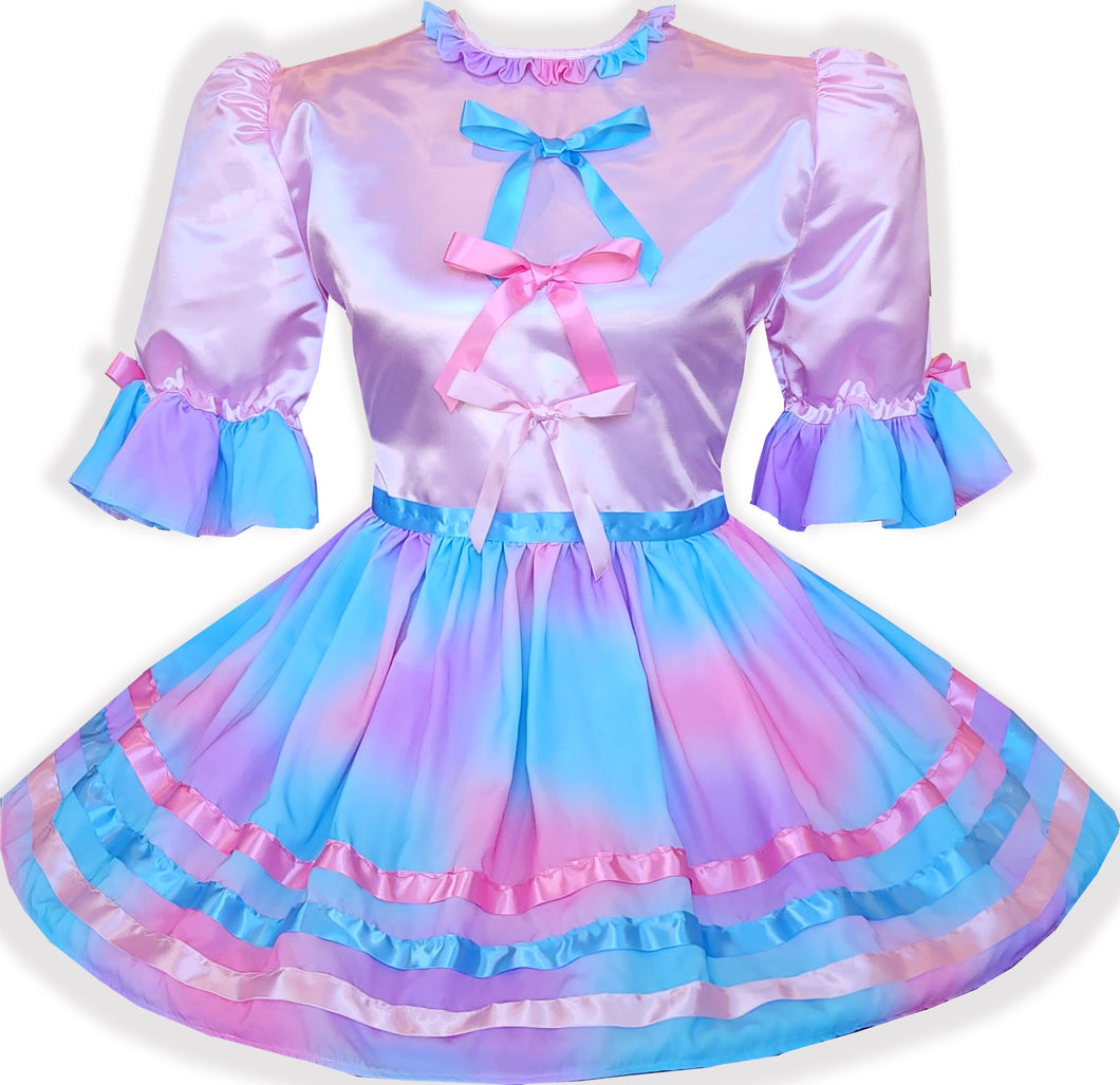 Ready to Wear Pink Satin Ribbon Bows Cotton Candy Adult Sissy Dress by Leanne's