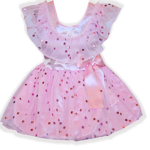 Ready-to-Wear Pink Satin Polka Dot SunDress Adult Sissy Dress by Leanne's