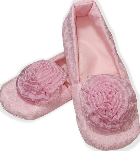 Handmade Pink Lace Big Rosette Adult Baby Sissy Booties Slippers by Leanne's