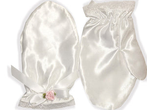 White Satin Adult Baby Mittens Sissy Dress up by Leanne's