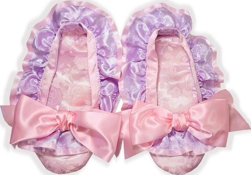 Handmade Pink Lavender Roses Adult Baby Sissy Booties Slippers by Leanne's