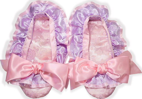 Made to Fit You Pink Lavender Roses Adult Baby Sissy Booties Slippers by Leanne's