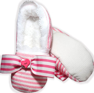 Handmade Warm Fuzzy Pink Stripes Adult Baby Sissy Booties Slippers by Leanne's