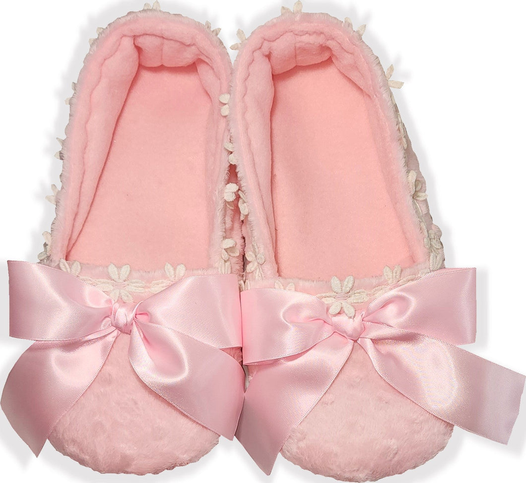 Made to Fit You Fuzzy Pink Minky Dots Adult Baby Sissy Booties Slippers by Leanne's