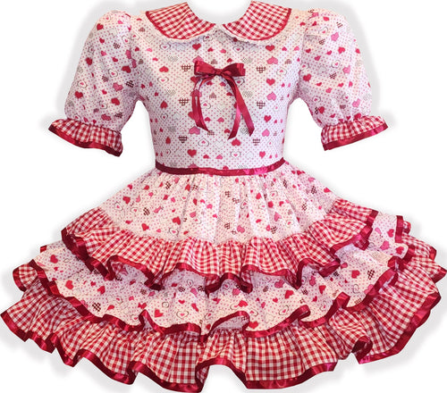 Ready to Wear Red Gingham Pink Hearts Adult Sissy Dress by Leanne's