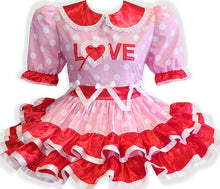 Lizzi Custom Fit Pink Polka Dots Red Satin Love Adult Little Girl Sissy Dress by Leanne's