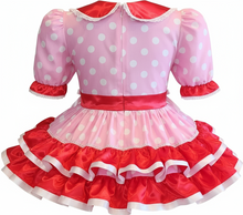 Lizzi Custom Fit Pink Polka Dots Red Satin Love Adult Little Girl Sissy Dress by Leanne's
