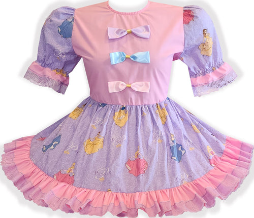 Ready to Wear Pink Purple Glitter Princess Bows Adult Sissy Dress by Leanne's