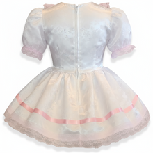 Molly Custom Fit White Brocade Satin Pink Lace Adult Little Girl Sissy Dress by Leanne's