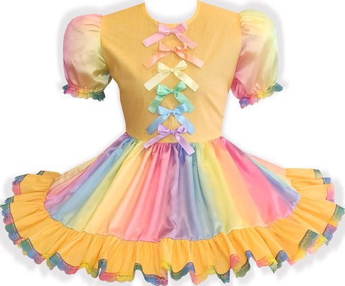 Ready to Wear Rainbow Bows Pink Adult Sissy Dress by Leanne's