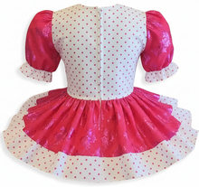 Louisa Custom Fit Fuchsia Roses Polka Dots Bows Adult Sissy Dress by Leanne's