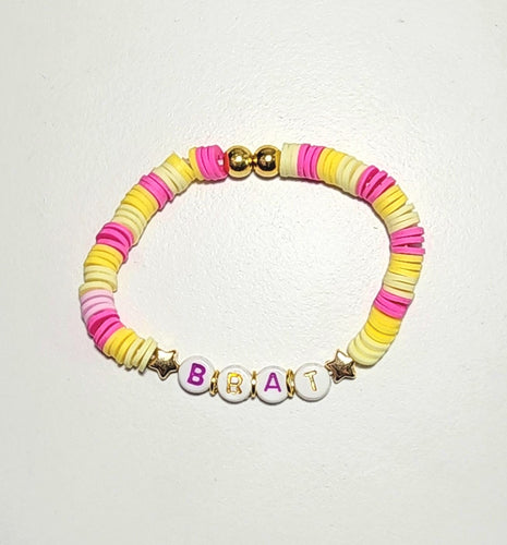 Yellow Pink Brat Clay Beaded Bracelet Dress-Up Adult Sissy By LPD