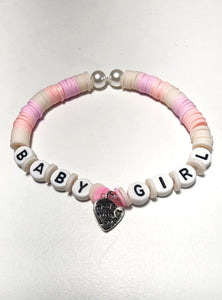 Baby Girl Pink and White Clay Beaded Bracelet Dress-Up Adult Sissy By LPD