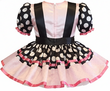 Aria Custom Fit Pink Stars Black Polka Dots Satin Adult Sissy Dress by Leanne's