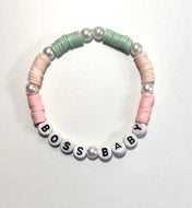 Boss Baby Pink Green Clay Beaded Bracelet Dress-Up Adult Sissy By LPD
