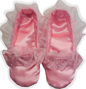Made to Fit You Rose Satin Roses Adult Baby Sissy Booties Slippers by Leanne's