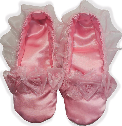 Handmade Rose Satin Roses Adult Baby Sissy Booties Slippers by Leanne's