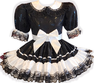 Riley Custom Fit Lacy Black and White Adult Sissy Dress by Leanne's