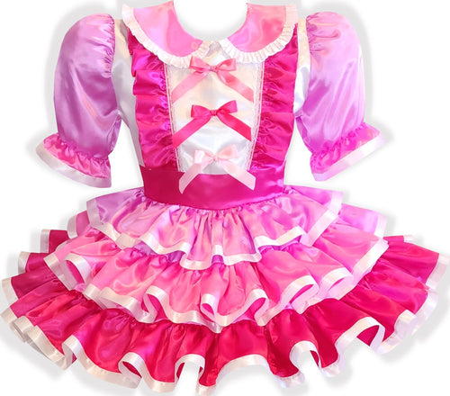 Robyne Custom Fit Pink Satin Ruffles Bows Adult Sissy Dress by Leanne's