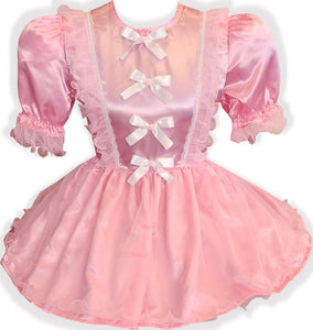 Ready to Wear Pink Satin Tricot Sheer Bows Adult Sissy Dress by Leanne's