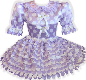 Ready to Wear Lavender Polka Dots Flowers Bows Adult Sissy Dress by Leanne's
