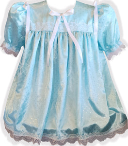 Custom Fit Mint Green Satin Silver Stars Adult Sissy Nightgown by Leanne's