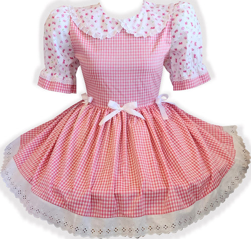 Ready to Wear Pink Gingham Butterflies Bows Adult Sissy Dress by Leanne's